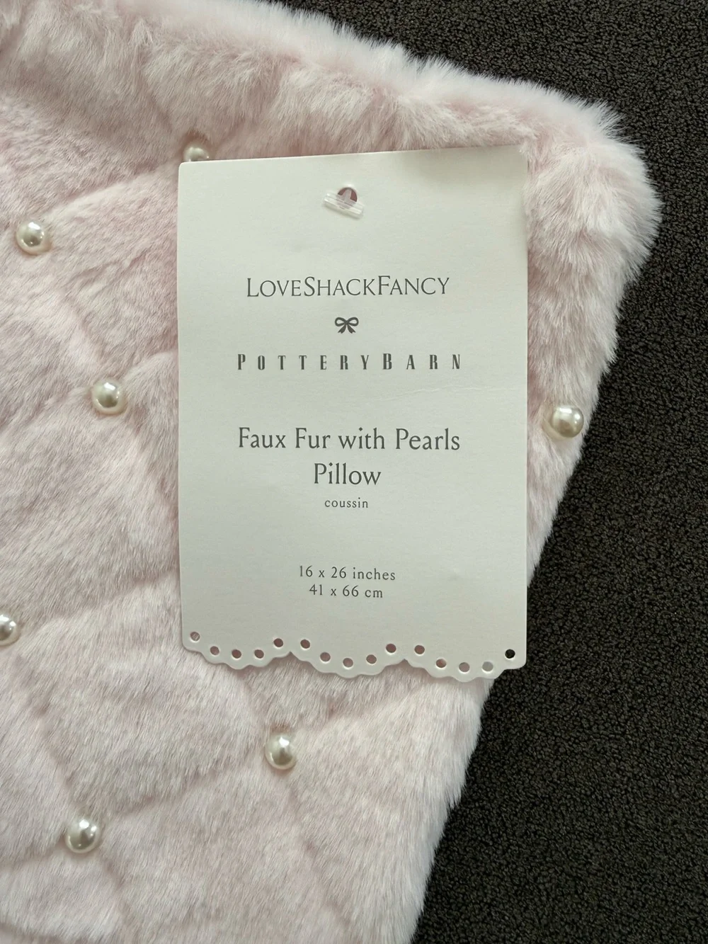 Pottery Barn LoveShackFancy Faux Fur Pearl Lumbar Pillow Cover